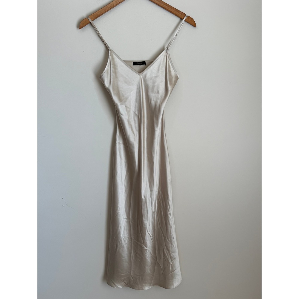 Quince Women's Silk Satin Slip Dress Size XS Champagne 90s Y2K Bias-Cut Mid